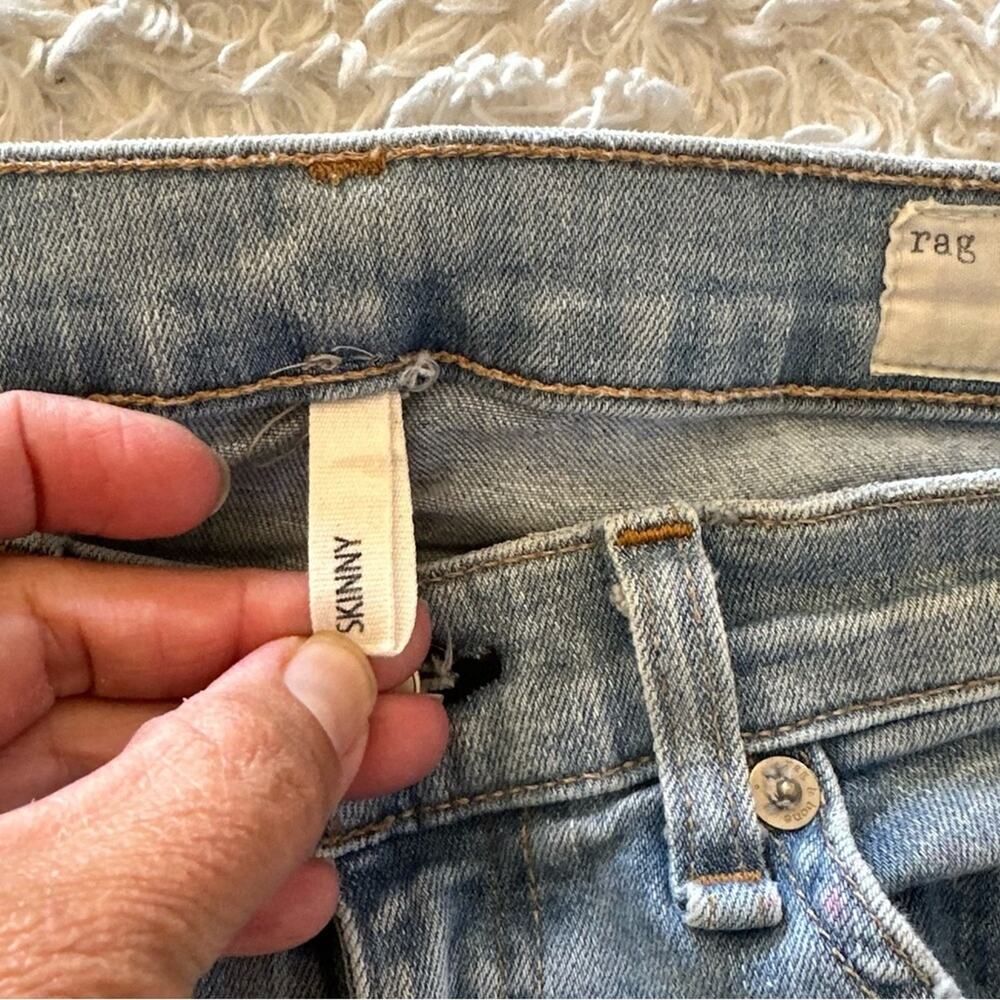 Rag & Bone Light Wash Skinny Jeans Rae Hem Distressed Size 28 - Picture 8 of 14